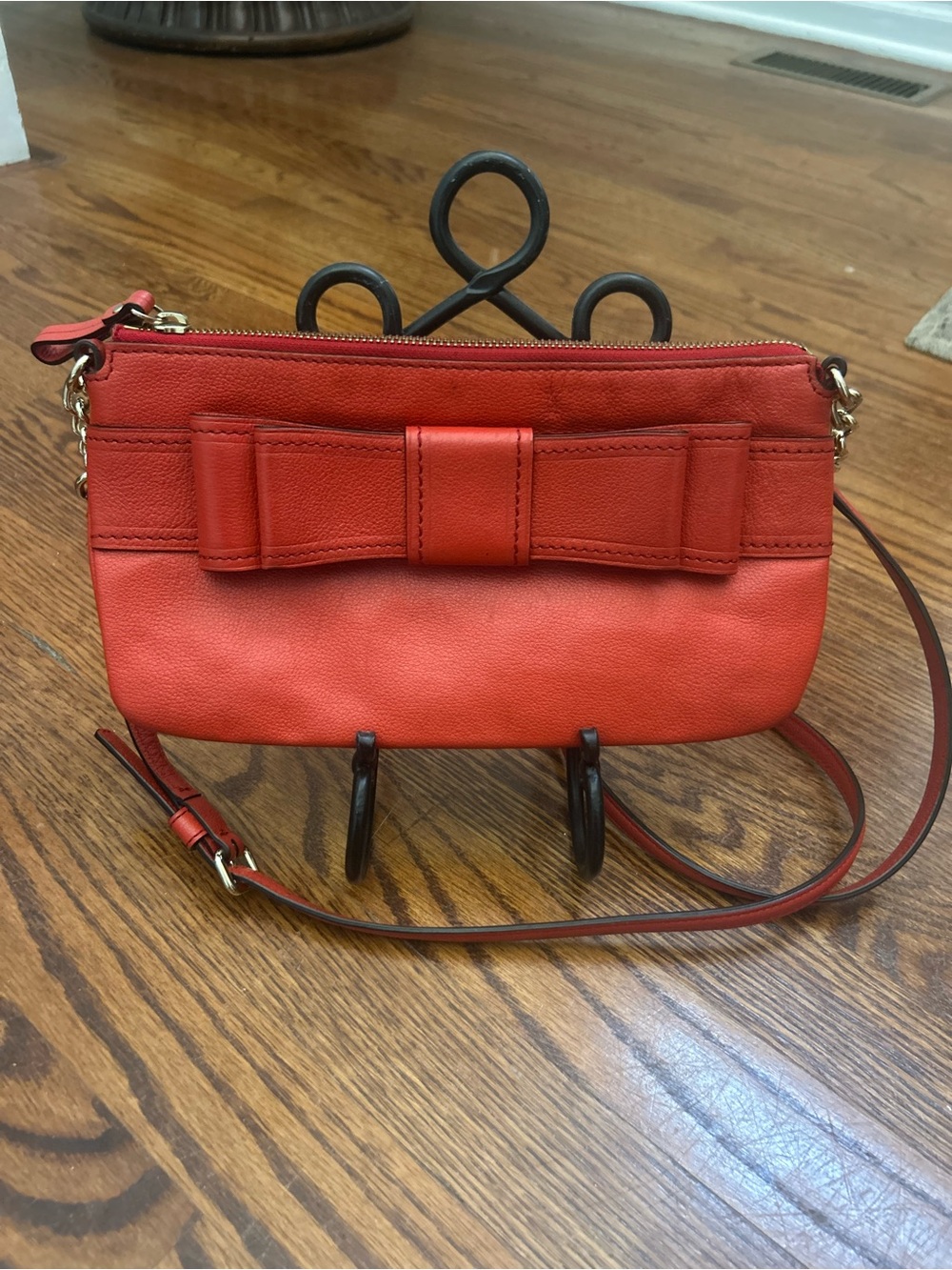 Kate Spade Bow Terrace Celina Red Pebbled Leather Crossbody Bag